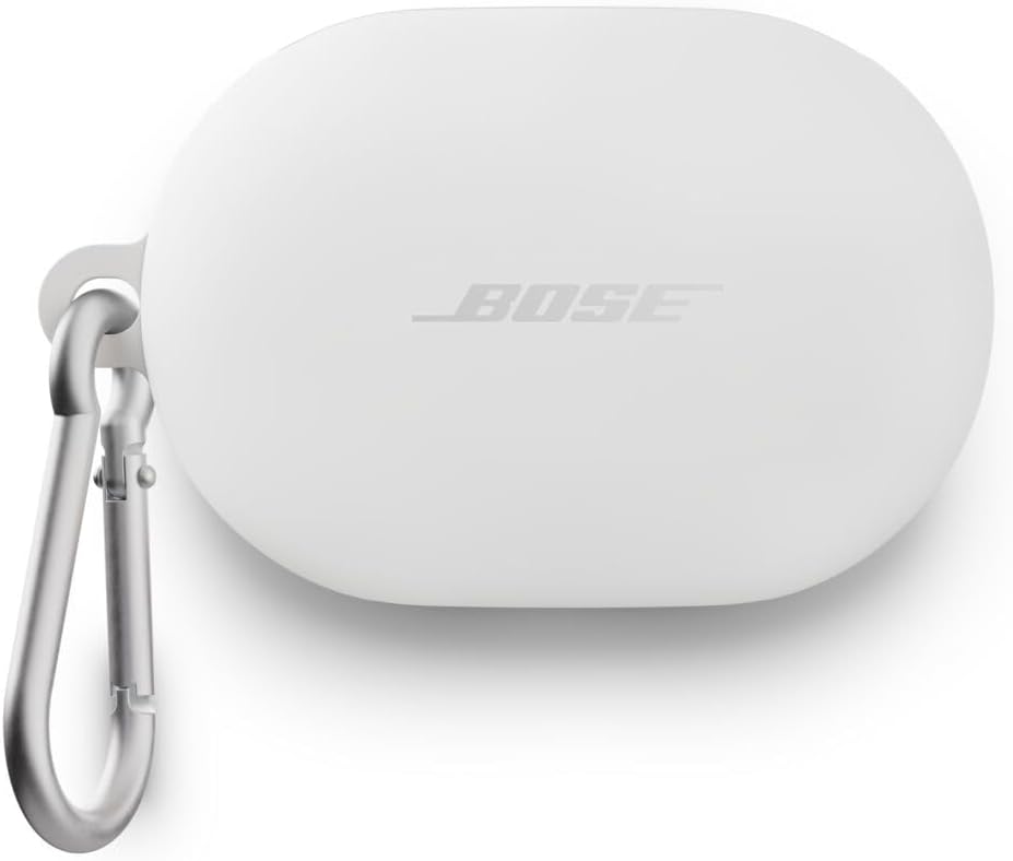 Bose QuietComfort Earbuds Silicone Case Cover, Protective Silicone Exterior, with Aluminum Carabiner for Convenient Carrying, White Smoke