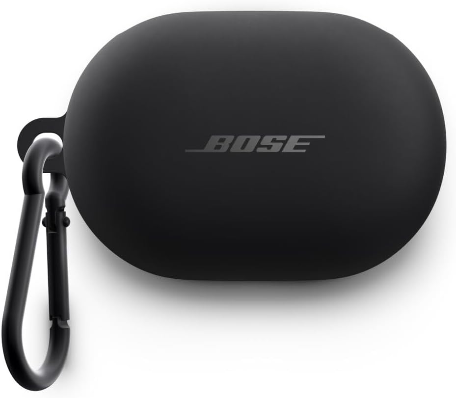 Bose QuietComfort Earbuds Silicone Case Cover, Protective Silicone Exterior, with Aluminum Carabiner for Convenient Carrying, Black