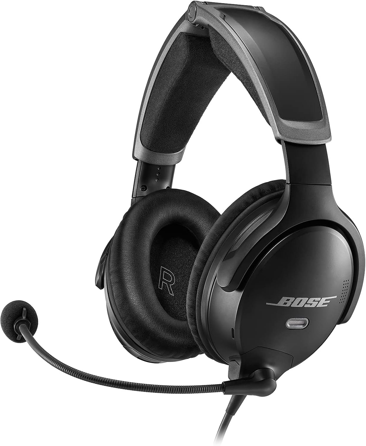 Bose A30 Wired Aviation Headset - Lightweight Comfortable Design, Adjustable ANR and Noise Cancelling Microphone, [Dual Plug] – Black