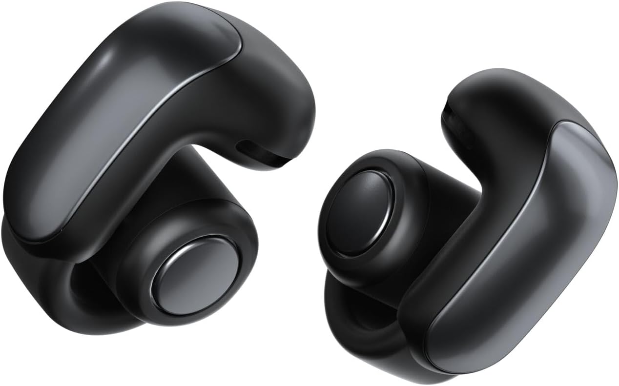 Bose Ultra Open Earbuds - Bluetooth Open Ear Earbuds with OpenAudio for Awareness, Clip-On Design for Comfort, Water Resistant, Up to 48 Hrs of Playtime, Black